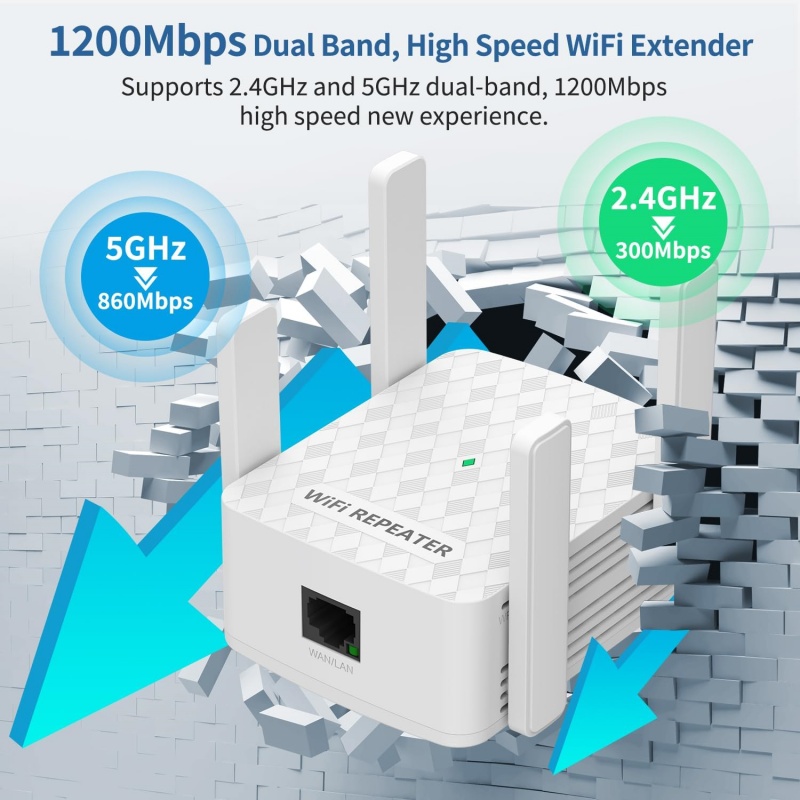 Home Security And Internet - Repetidor WiFi de 1200Mbps, amplificador de