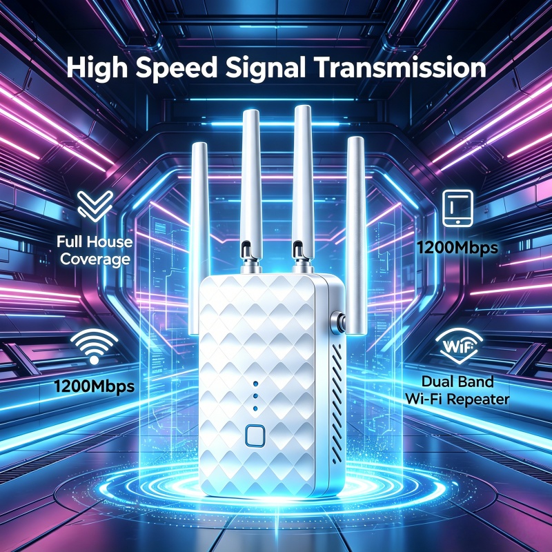 Home Security And Internet - Repetidor WiFi de 1200Mbps, Inalámbrico, Doble